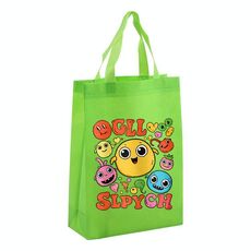 Borsa in tessuto non tessuto con stampa di faccine divertenti, stampa su richiesta, dimensioni: 35x25x10 cm (verde frutta)