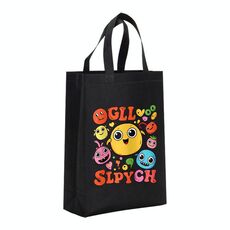 Borsa in tessuto non tessuto con stampa di facce divertenti, stampa su richiesta, dimensioni: 35x25x10 cm (nero)