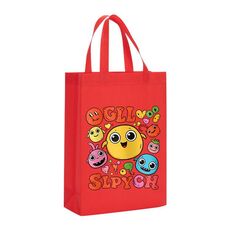 Borsa in tessuto non tessuto con stampa di facce divertenti, stampa su richiesta, dimensioni: 35x25x10 cm (rosso)