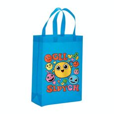 Borsa in tessuto non tessuto con stampa di faccine divertenti, stampa su richiesta, dimensioni: 35x25x10 cm (azzurro cielo)