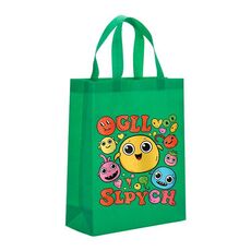 Borsa in tessuto non tessuto con stampa di facce buffe, stampa su richiesta, dimensioni: 38x30x10 cm (verde erba)