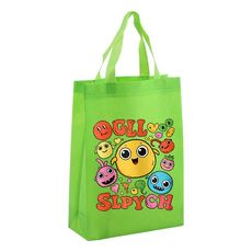 Borsa in tessuto non tessuto con stampa di faccine divertenti, stampa su richiesta, dimensioni: 38x30x10 cm (verde frutta)
