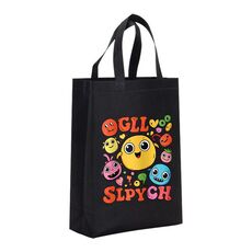 Borsa in tessuto non tessuto con stampa di facce divertenti, stampa su richiesta, dimensioni: 38x30x10 cm (nero)