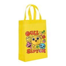 Borsa in tessuto non tessuto stampato con faccina buffa, stampa su richiesta, dimensioni: 38x30x10 cm (giallo)