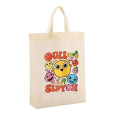 Borsa in tessuto non tessuto con stampa di facce divertenti, stampa su richiesta, dimensioni: 38x30x10 cm (beige)