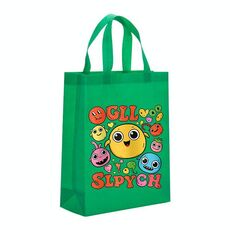 Borsa in tessuto non tessuto con stampa di facce buffe, stampa su richiesta, dimensioni: 41x35x12 cm (verde erba)