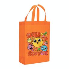 Borsa in tessuto non tessuto con stampa di faccine divertenti, stampa su richiesta, dimensioni: 41x35x12 cm (arancione)