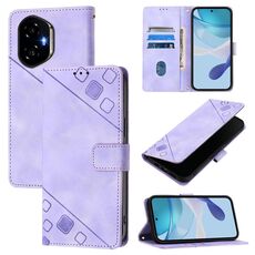 Custodia in pelle goffrata effetto pelle per Honor 300 5G (viola chiaro)