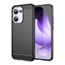 Per OPPO Reno13 Custodia per telefono in TPU con texture spazzolata in fibra di carbonio globale (nero)