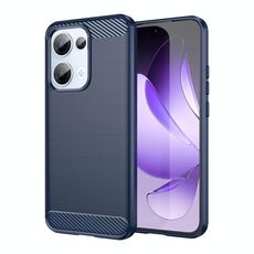 Per OPPO Reno13 Custodia per telefono in TPU con texture spazzolata in fibra di carbonio globale (blu)