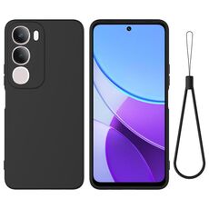 Per vivo Y29 5G Custodia per telefono antiurto in silicone liquido a tinta unita con copertura totale (nero)