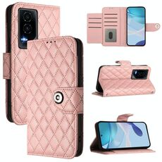 Custodia per telefono in pelle con texture rombica For Honor GT con cordino (rosa corallo)