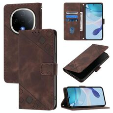 Per vivo Y300 5G Custodia in pelle goffrata con effetto pelle (marrone)