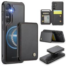 Per Samsung Galaxy S25 5G JEEHOOD J05 Custodia per telefono in pelle RFID stile magnetico aziendale (nero)