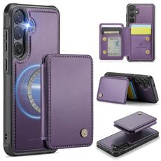 Per Samsung Galaxy S25 5G JEEHOOD J05 Custodia per telefono in pelle RFID stile magnetico aziendale (viola)