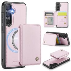 Per Samsung Galaxy S25+ 5G JEEHOOD J05 Custodia per telefono in pelle RFID stile magnetico aziendale (rosa)