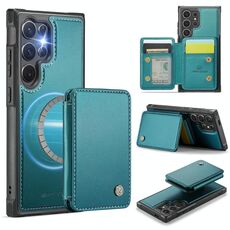 Per Samsung Galaxy S25 Ultra 5G JEEHOOD J05 Custodia per telefono in pelle RFID stile magnetico aziendale (blu verde)