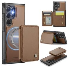 Per Samsung Galaxy S25 Ultra 5G JEEHOOD J05 Custodia per telefono in pelle RFID stile magnetico aziendale (marrone)