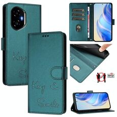 Custodia per telefono in pelle con stampa RFID per Honor 300 5G Smile Embossing (verde pavone)
