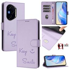 Per Honor 300 Pro 5G / 300 Ultra 5G Smile Embossing RFID Custodia in pelle per telefono (viola chiaro)