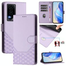 Custodia per telefono in pelle con stampa a nido d'ape RFID For Honor GT (viola chiaro)