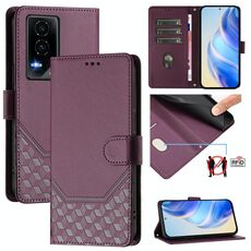 Custodia per telefono in pelle con stampa a nido d'ape RFID For Honor GT (viola)