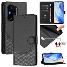 Per Honor 300 Pro 5G / 300 Ultra 5G Custodia per telefono in pelle con stampa a nido d'ape RFID (nero)