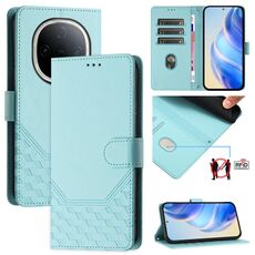 Per vivo Y300 5G Custodia per telefono in pelle con stampa a nido d'ape RFID (verde menta)