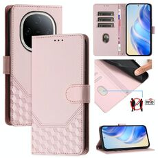 Per vivo Y300 5G Custodia per telefono in pelle con stampa a nido d'ape RFID (rosa)