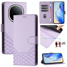 Per vivo Y300 5G Custodia per telefono in pelle con stampa a nido d'ape RFID (viola chiaro)