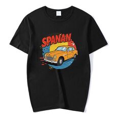 Maglietta a maniche corte in modal con scollo rotondo e stampa auto, stampa su richiesta, taglia: XXXXL (nero)