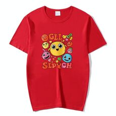 Maglietta a maniche corte con scollo rotondo e stampa con faccia buffa, stampa su richiesta, taglia: XXXXXL (rosso)