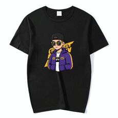 T-shirt a maniche corte in modal con scollo rotondo e stampa hipster, stampa su richiesta, taglia: S (nero)