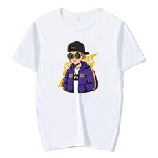 T-shirt a maniche corte in modal con scollo rotondo e stampa hipster, stampa su richiesta, taglia: M (bianco)