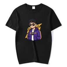 T-shirt a maniche corte in modal con scollo rotondo e stampa hipster, stampa su richiesta, taglia: M (nero)