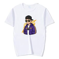 T-shirt a maniche corte in modal con scollo rotondo e stampa hipster, stampa su richiesta, taglia: XXXL (bianco)