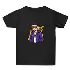 T-shirt a maniche corte in cotone con stampa hipster, estiva, larga, stampa su richiesta, taglia: XL (nero)