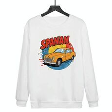 Felpa girocollo casual larga con stampa auto, stampa su richiesta, taglia: XL (bianco)