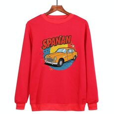 Felpa girocollo casual larga con stampa auto, stampa su richiesta, taglia: XL (rosso)