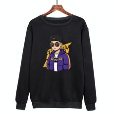 Felpa girocollo casual larga stampata hipster con stampa su richiesta, taglia: XXL (nero)