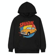 Felpa con cappuccio in pile stampato con auto, stampa su richiesta, taglia: XXXL (nero)