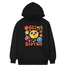 Felpa con cappuccio in pile con stampa di faccia buffa Stampa su richiesta, taglia: XS (nero)