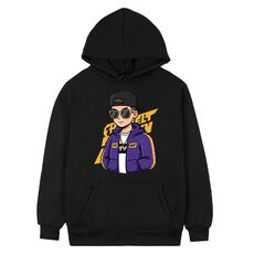 Felpa con cappuccio in pile stampato hipster, stampa su richiesta, taglia: XS (nero)
