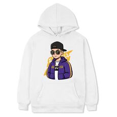 Felpa con cappuccio in pile stampato hipster, stampa su richiesta, taglia: XXXL (bianco)