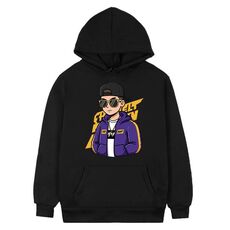 Felpa con cappuccio in pile stampato hipster, stampa su richiesta, taglia: XXXL (nero)