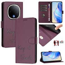 Per vivo Y300 5G Smile Embossing RFID Custodia in pelle per telefono (viola)