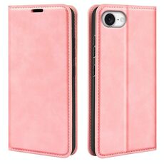 Per iPhone 16e Custodia in pelle con ventosa magnetica Retro-skin (rosa)