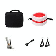 Kit di corda di tensione con restringimento automatico a rimbalzo, cinghia di trazione per allenamento di forza con resistenza regolabile, 2 maniglie, rosso