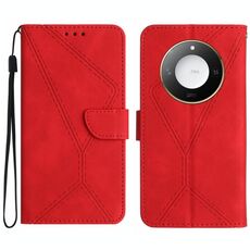 Custodia per telefono in pelle goffrata con cuciture intelligenti per Honor X9c (rosso)