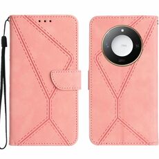 Custodia per telefono in pelle goffrata con cuciture intelligenti per Honor X9c (rosa)